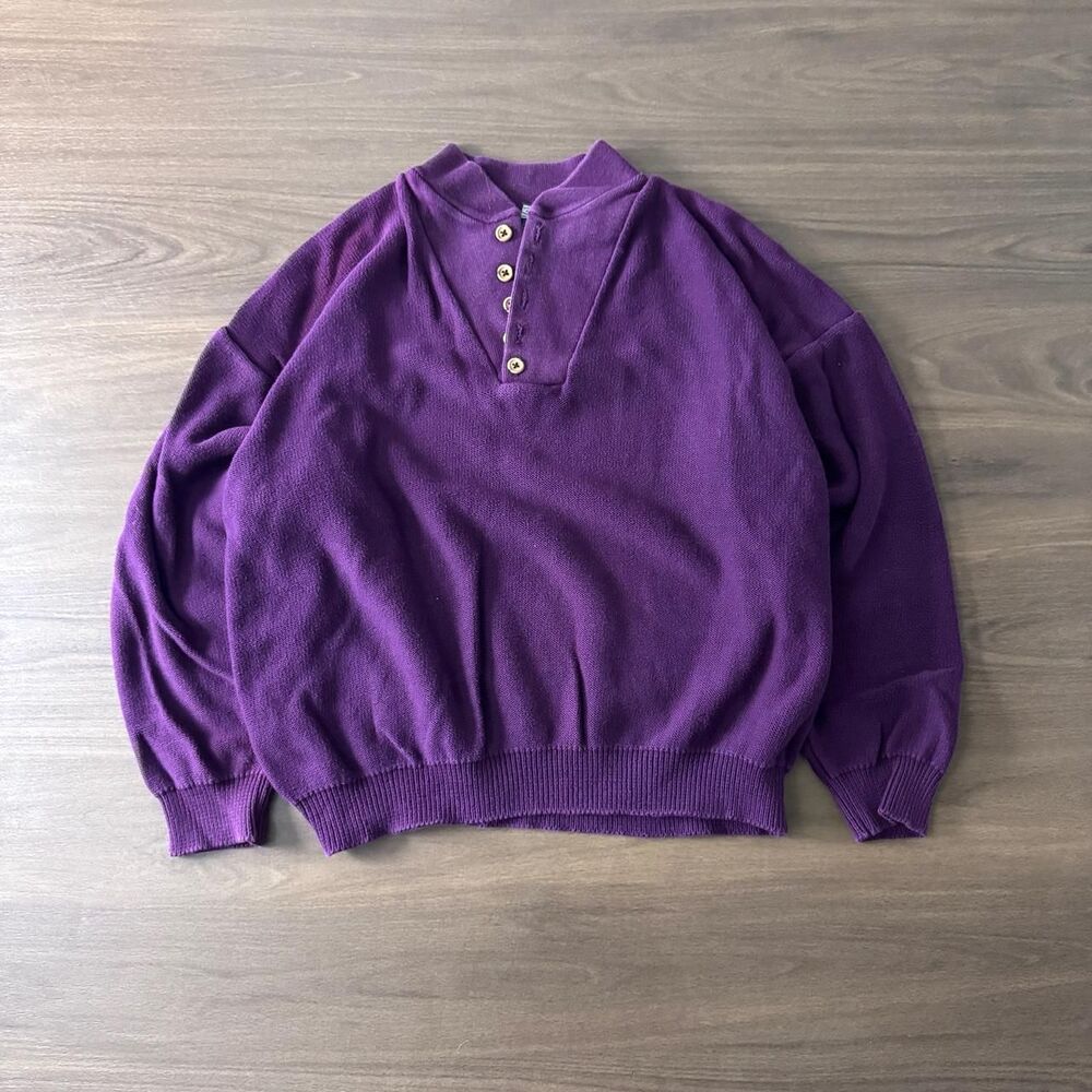 Vintage Purple Land’s End Heavy Weight Henley Sweater